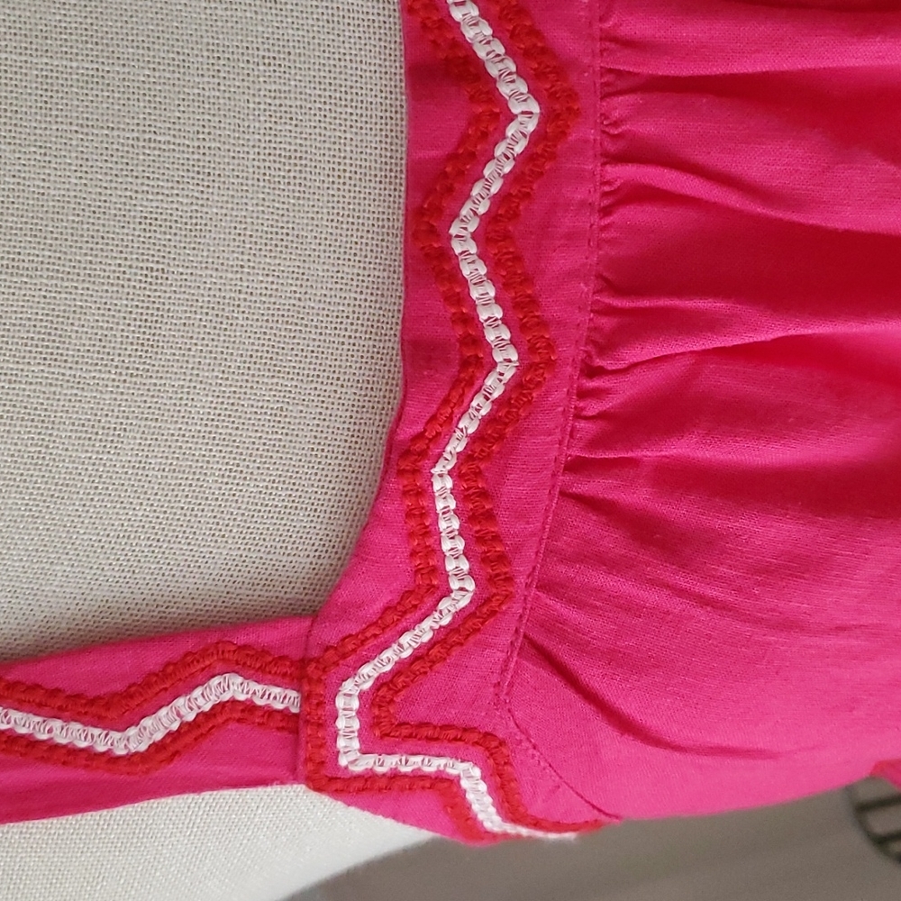 Ann Taylor LOFT Pink Linen Blend Embroidered Boho Tank Top Women XS Runs Big - Picture 5 of 12